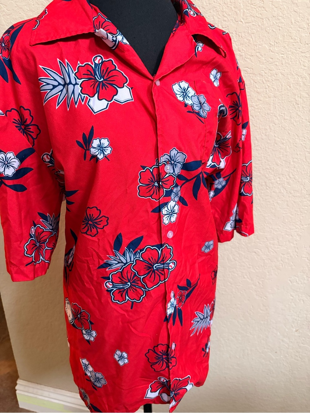 Angels Red Floral Button-Down Casual Shirt